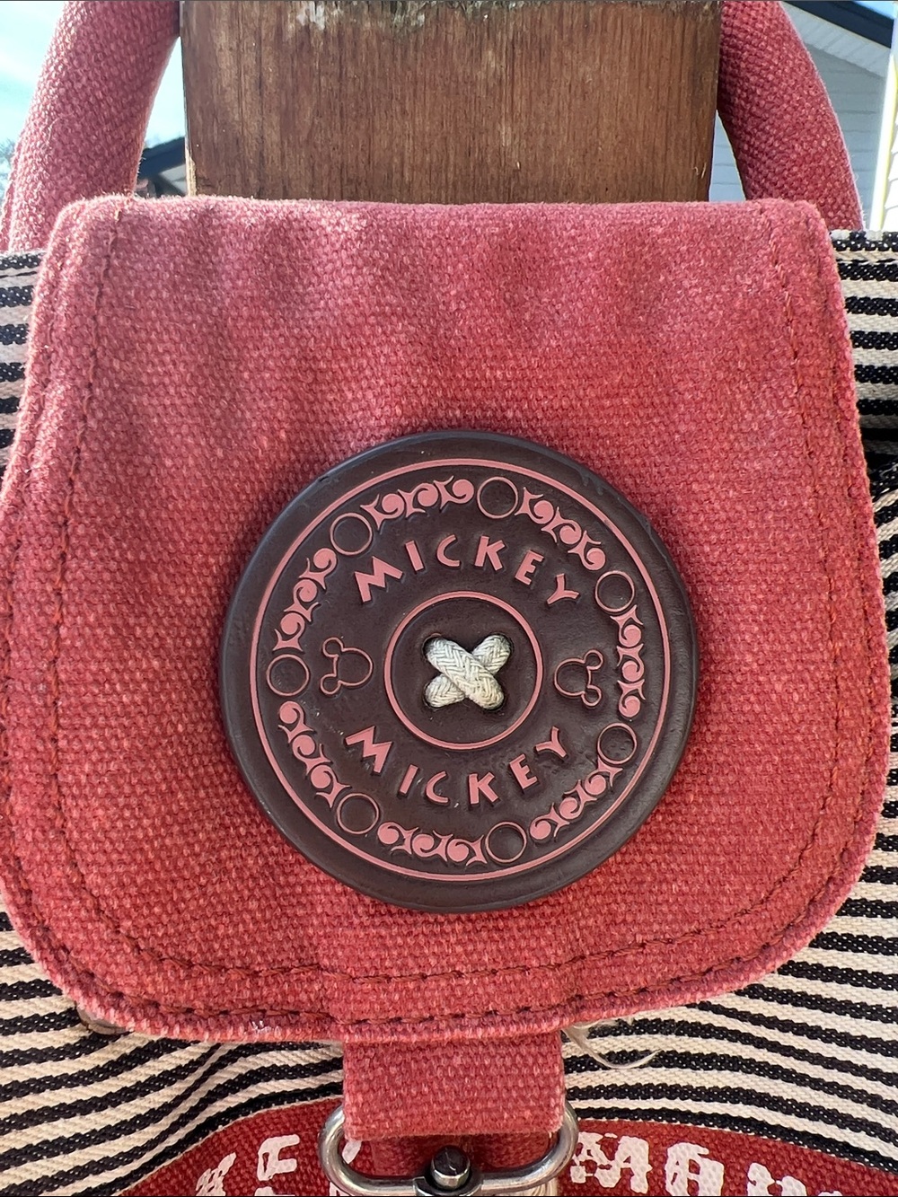 Mickey Mouse Red Canvas Drawstring Backpack - Picture 2 of 6